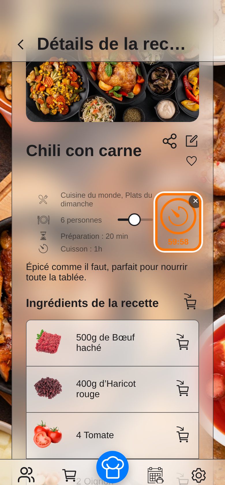Le minuteur lancé : l’anneau se vide et le temps restant s’affiche sous l’icône.