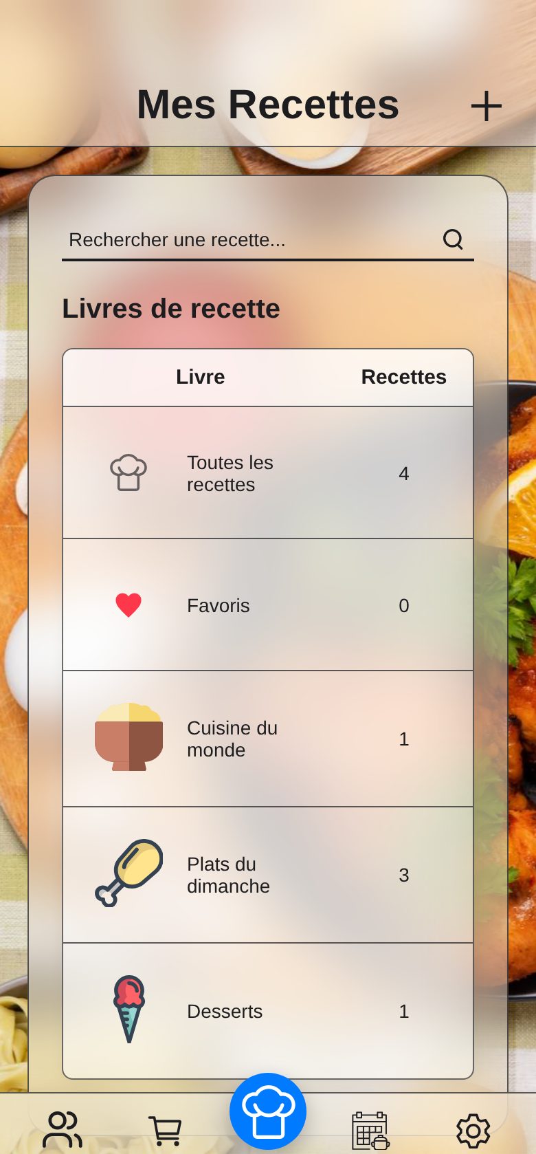 Capture d’écran : un livre de recette avec ses photos