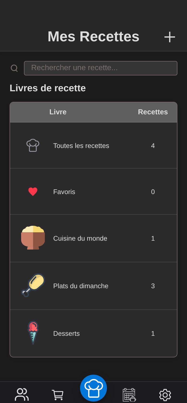 Capture d’écran en thème sombre